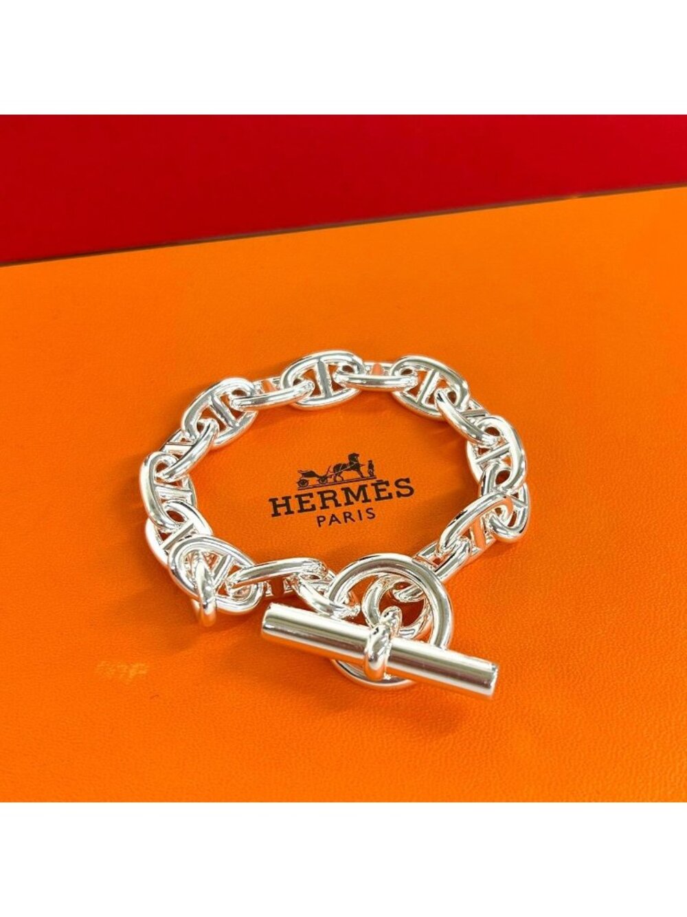 Hermes Chaine D'ancre MM 17 Links Bracelet 925 Sterling Silver